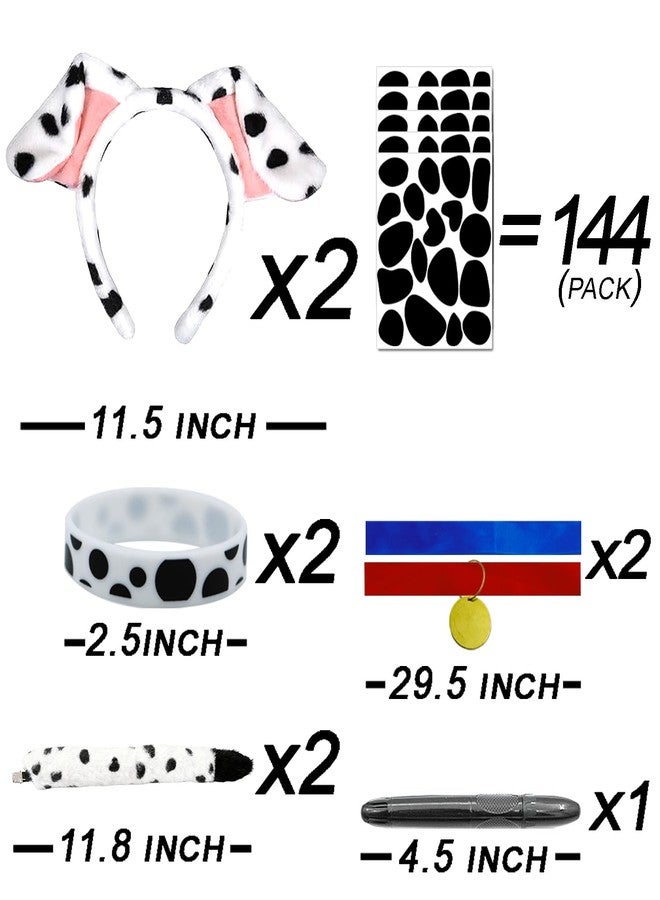 Ahuimeius 2 Set Dalmatian Costume, with Dog Ear, Felt Spots, for Halloween Dalmatian Costume Kids/Adults, Shirt, Black Felt Stickers for School DIY Projects - Image 2